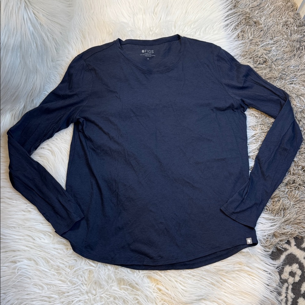 FIGS Navy Super Soft Long Sleeve Shirt size M - Picture 2 of 6
